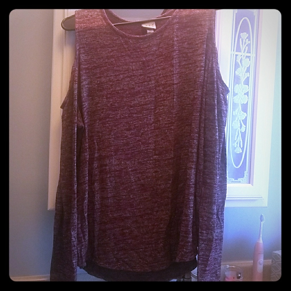 Long Sleeve Cold Shoulder Fleece Top